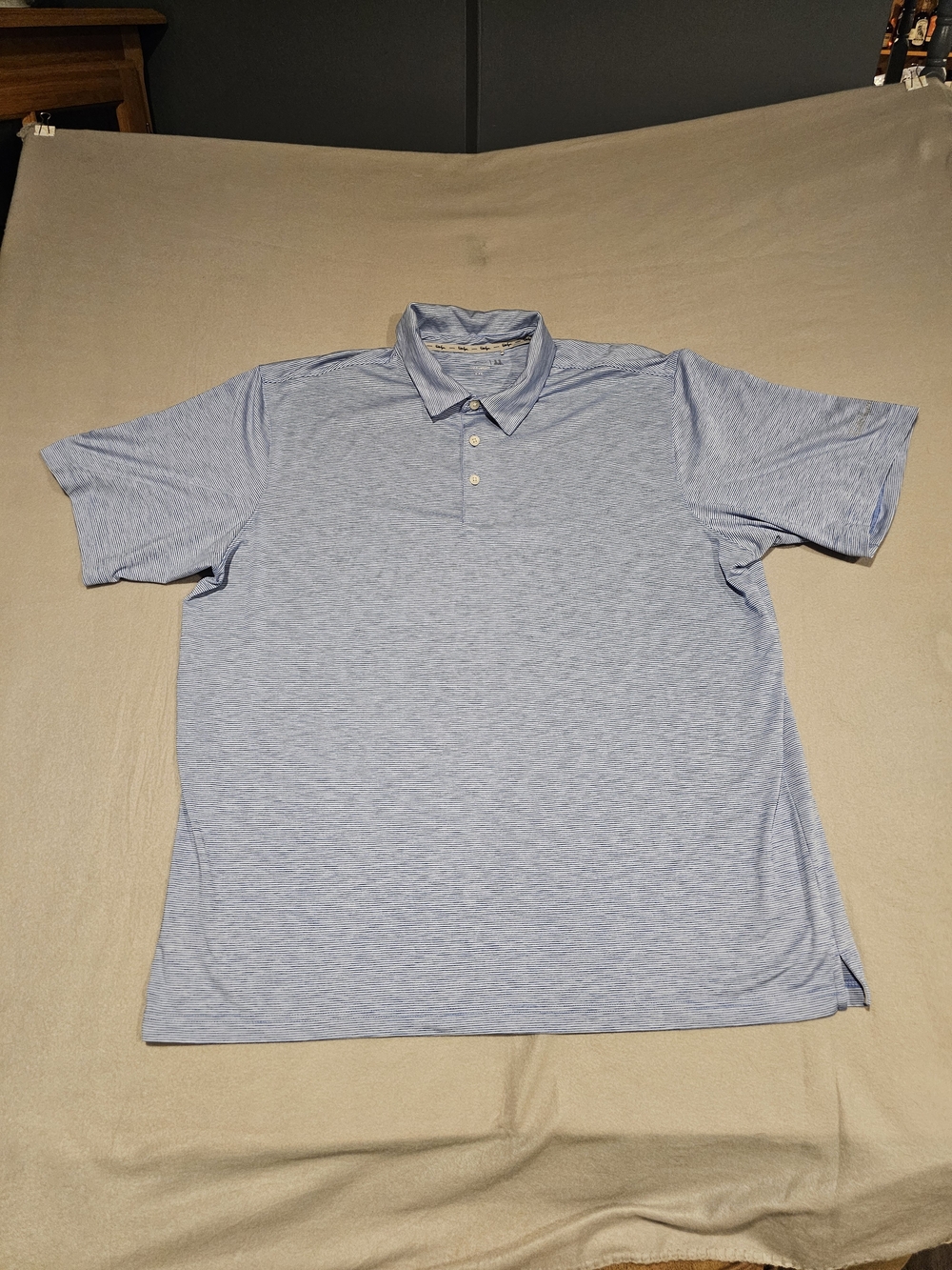 Walter‎ Hagen Men's Lightweight Polo Shirt - Light Blue Stripped Size XXL
